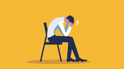 Regret on business mistake, frustration or depressed, stupidity or foolish losing all money, stressed and anxiety on failure concept, frustrated businessman holding his head sitting alone on the chair