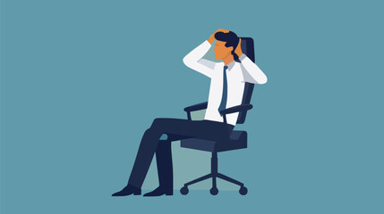 Regret on business mistake, frustration or depressed, stupidity or foolish losing all money, stressed and anxiety on failure concept, frustrated businessman holding his head sitting alone on the chair