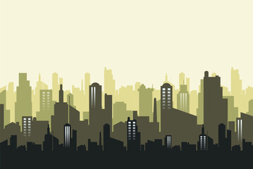 The environmental cityscape silhouette background. Vector illustration banner template