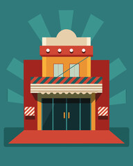 The iconic local movie theater had closed its doors leaving behind a marquee with no upcoming showings and a feeling of defeat.. Vector illustration