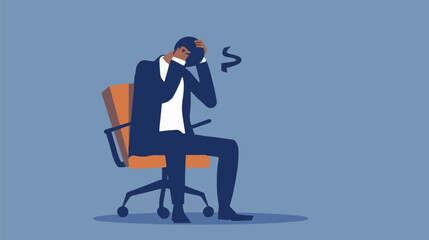 Regret on business mistake, frustration or depressed, stupidity or foolish losing all money, stressed and anxiety on failure concept, frustrated businessman holding his head sitting alone on the chair