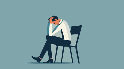 Regret on business mistake, frustration or depressed, stupidity or foolish losing all money, stressed and anxiety on failure concept, frustrated businessman holding his head sitting alone on the chair