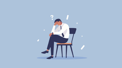 Regret on business mistake, frustration or depressed, stupidity or foolish losing all money, stressed and anxiety on failure concept, frustrated businessman holding his head sitting alone on the chair