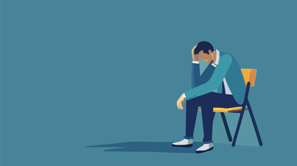 Regret on business mistake, frustration or depressed, stupidity or foolish losing all money, stressed and anxiety on failure concept, frustrated businessman holding his head sitting alone on the chair