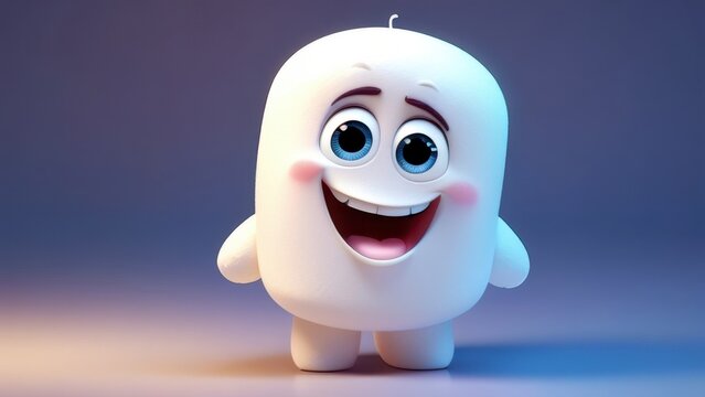 Friendly marshmello smily, 3D animated character