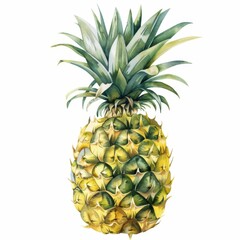 Fototapeta premium watercolor of a pineapple clipart isolated on white background.