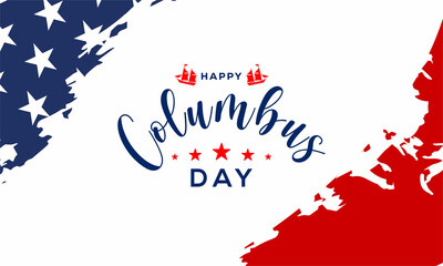 Happy Columbus Day , Columbus Day Celebration with the US flag, Ocean waves and Columbus ship - Holiday United States of America. We will be Closed on Columbus Day.