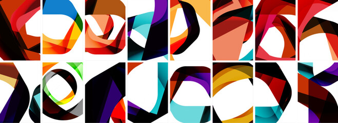 Collection of abstract background with waves, colorful shapes and 3d shadow effect. Vector Illustration For Wallpaper, Banner, Background, Card, Book Illustration, landing page