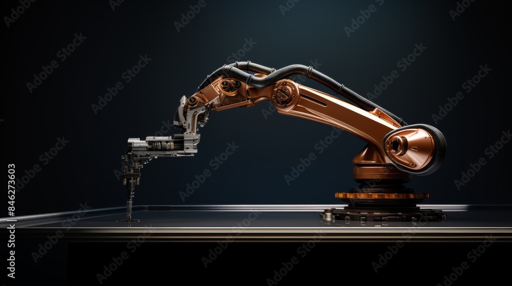 Poster a robotic arm gently assembling a delicate object, highlighting the precision and dexterity of engineering marvels.