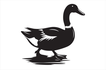 Cute Duck vector Silhouette image