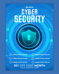 Cyber security modern banner or flyer template, Cybersecurity Information safety leaflet design or flyer