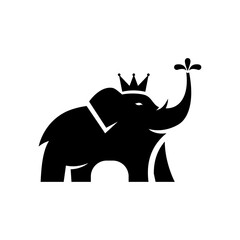 simple elephant with crown vector logo