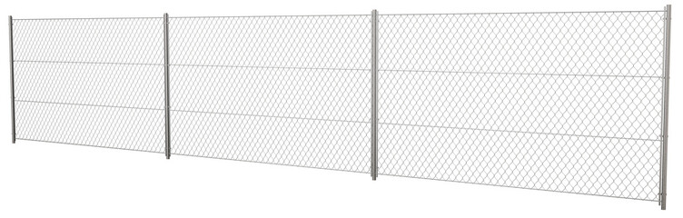 3D render showcases everything you need for secure farm fencing: a privacy screen for chain link, temporary fence rolls, a sturdy metal frame, driveway gates, and decorative post caps