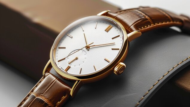A stylish watch displayed on a mockup background, capturing the essence of timeless elegance and precision craftsmanship.