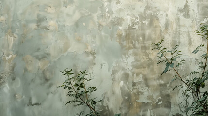 Rustic Textured Wall with Subtle Earth Tones Color Washing Technique. Aged effect. Palette of sage green Subtle variations in hue and tonality. High-resolution. Soft and layered finish.