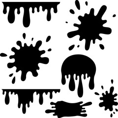 Set of paint splashes. Paint splatter, blobs. Vector illustrations