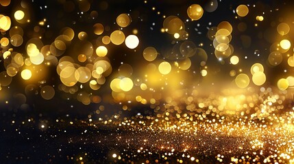 Golden bokeh sparkle glitter lights for festive backgrounds - Abstract circular defocused shimmer for magical Christmas and elegant celebrations