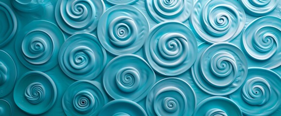 Light blue and turquoise background with a pattern of small spirals