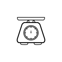 Weight scales icon on white background. Vector illustration in flat cartoon design.