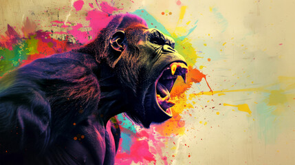king kong head on color background