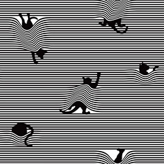 A pattern of a cat playing hidden under the sheets,