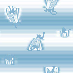 A pattern of a cat playing hidden under the sheets,