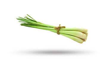 Flying lemongrass tie rope with shadow isolated on white background , clipping path.