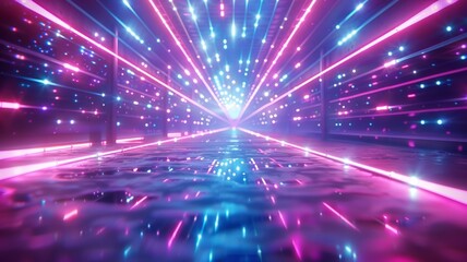 Obraz premium Futuristic neon light tunnel