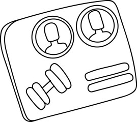 Gym membership card outline. Hand drawn.