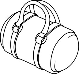 Gym bag outline. Hand drawn.
