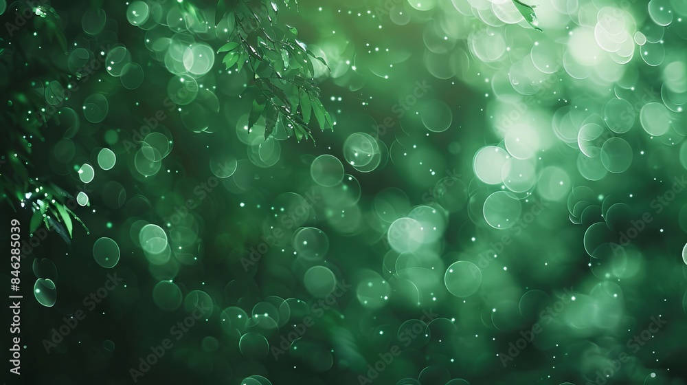 Poster green bokeh nature abstract background vector illustration for fresh and serene design projects with