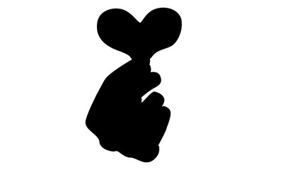 silhouette of hand holding a heart symbol
