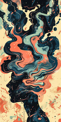 A person with mental health problems. Abstract illustration representing the challenges of mental health issues.