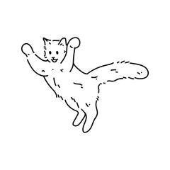 Cute cat vector line art illustration isolated on white background. Minimalist illustration for t-shirts, jackets, hoodies, stickers, etc.