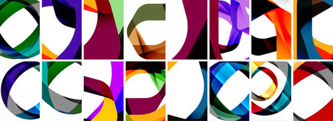 Fototapeta premium Collection of abstract background with waves, colorful shapes and 3d shadow effect. Vector Illustration For Wallpaper, Banner, Background, Card, Book Illustration, landing page