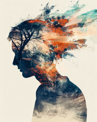 A person with mental health problems. Abstract illustration representing the challenges of mental health issues.