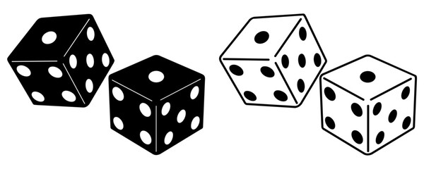 Dices Icons - Silhouette & Outline