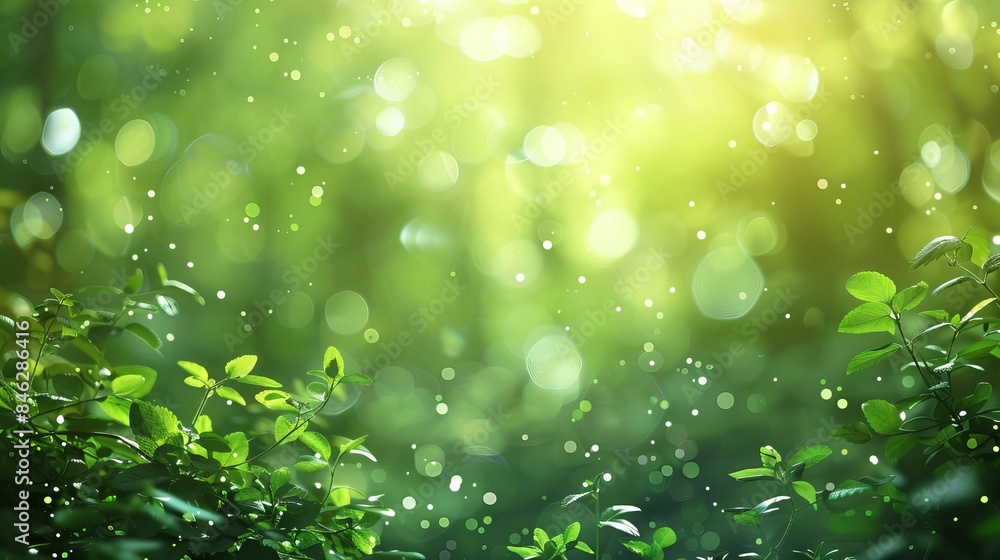 Poster soft natural green bokeh background - nature-inspired design with gentle light effects and blurred f