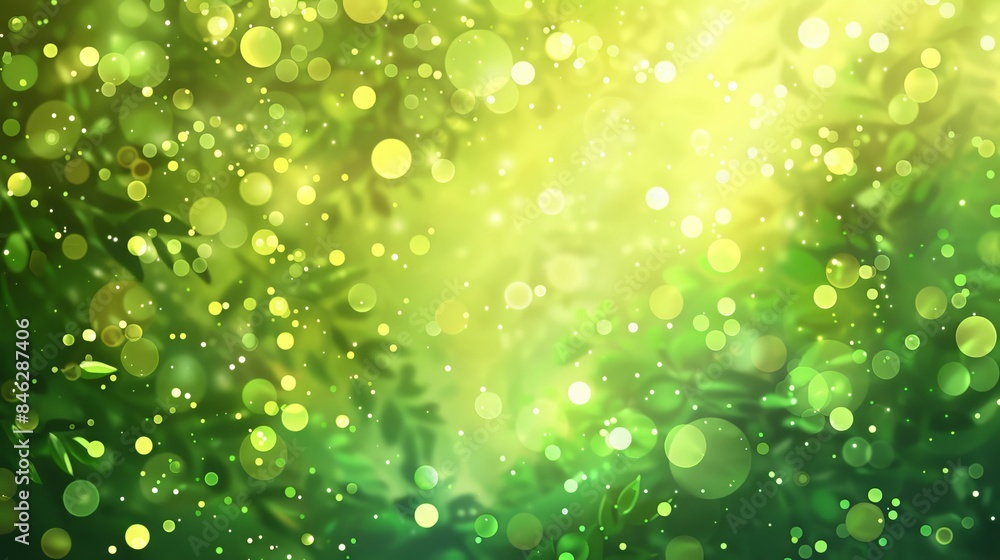 Poster green bokeh abstract light background with sunny nature elements for fresh and vibrant design projec
