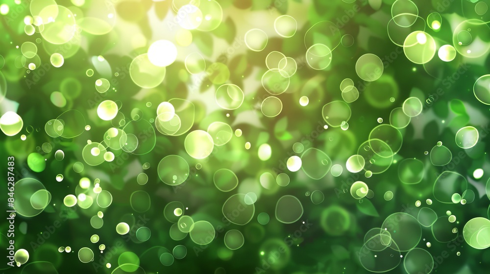 Poster green bokeh abstract light background with sunny nature elements for fresh and vibrant design projec