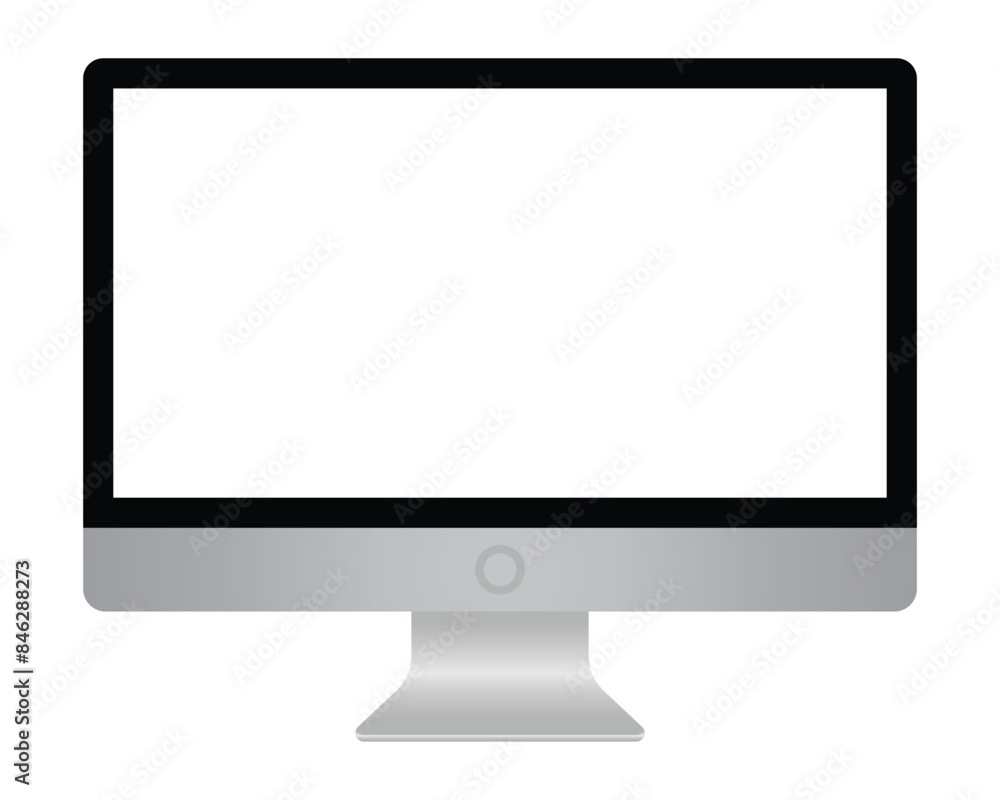 Fototapete realistic computer monitor with transparent empty screen. pc display mockup. blank desktop display p