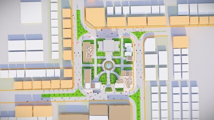 Arial view of Amusement Park sight layouts plan and 3D visualization