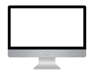 realistic computer monitor with transparent empty screen. pc display mockup. blank desktop display png image. vector illustration.
