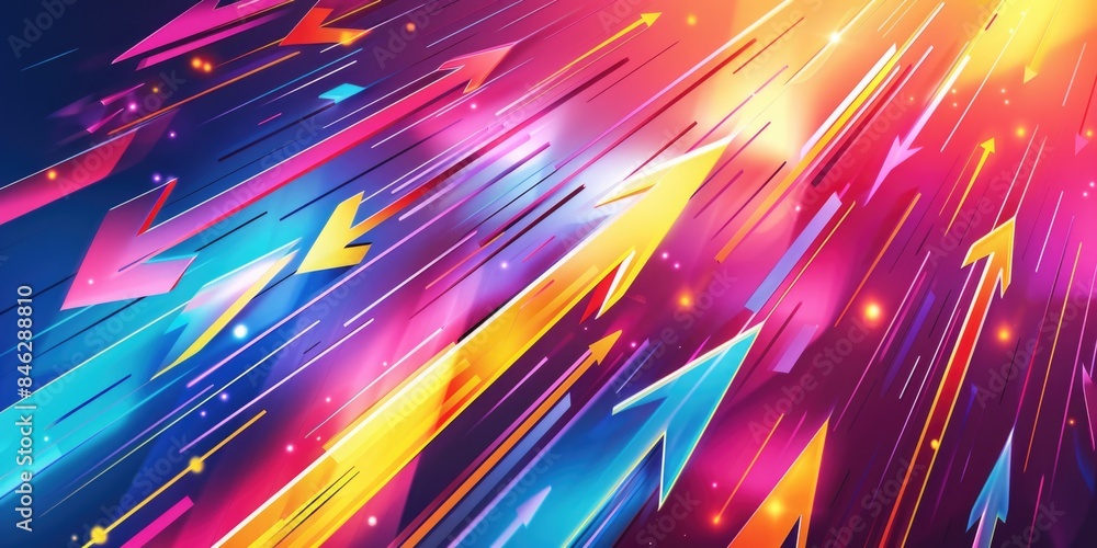 Wall mural a colorful background with many arrows pointing in different directions