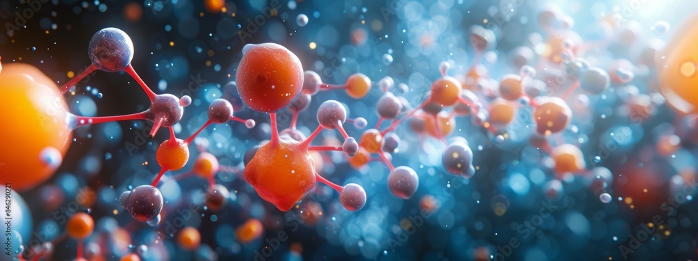Poster intricate patterns and arrangements of atoms and molecules.