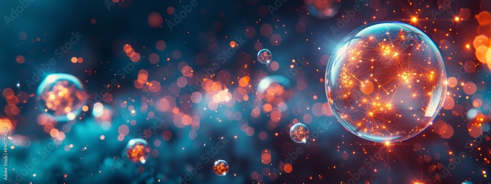 Poster intricate patterns and arrangements of atoms and molecules.