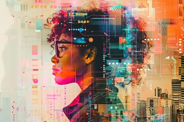 The essence of tech startups with a dynamic digital collage reflecting innovation culture