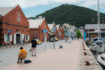 Amazing view of Hakodate, at Kanemori Red Brick Warehouse during summer season
