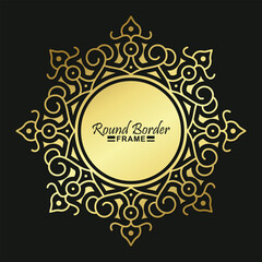 Luxury Gold round floral frame design