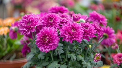 Vibrant pink flowers blooming in a garden